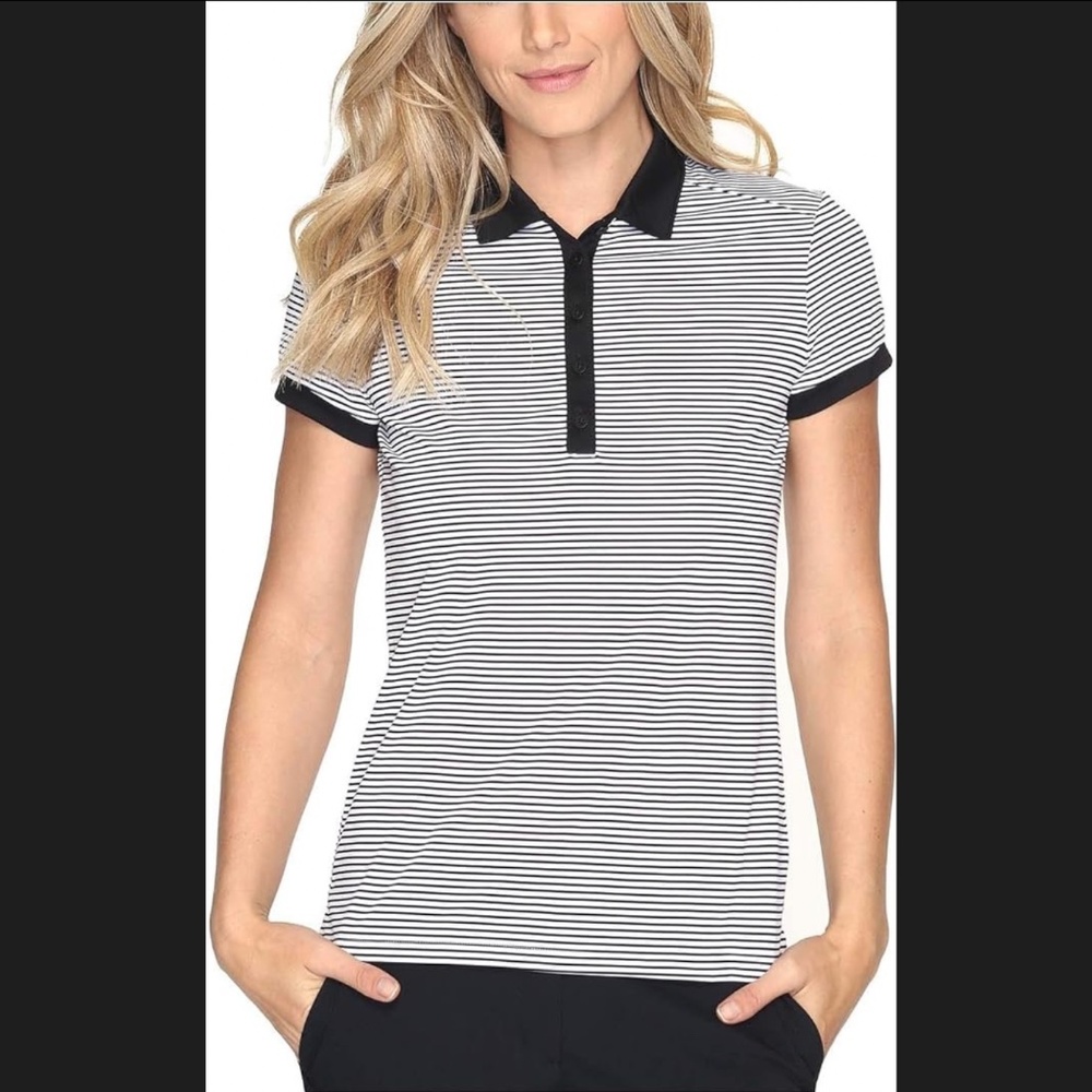 NWOT Women's Nike Golf Dri-FIT Victory Stripe Polo in Black and White size XS
